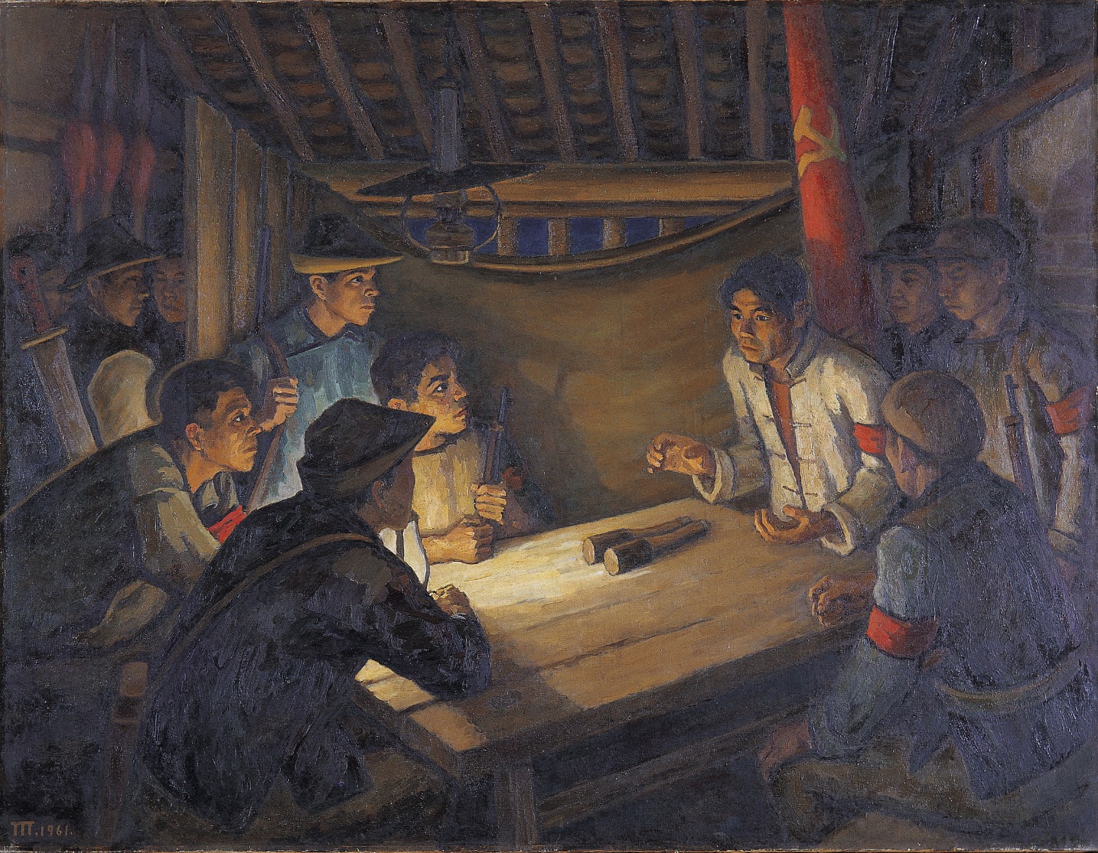 28 《前夜》，胡一川，1961年，广州，布面油画，140cm×181.5cm中国美术馆藏.jpg