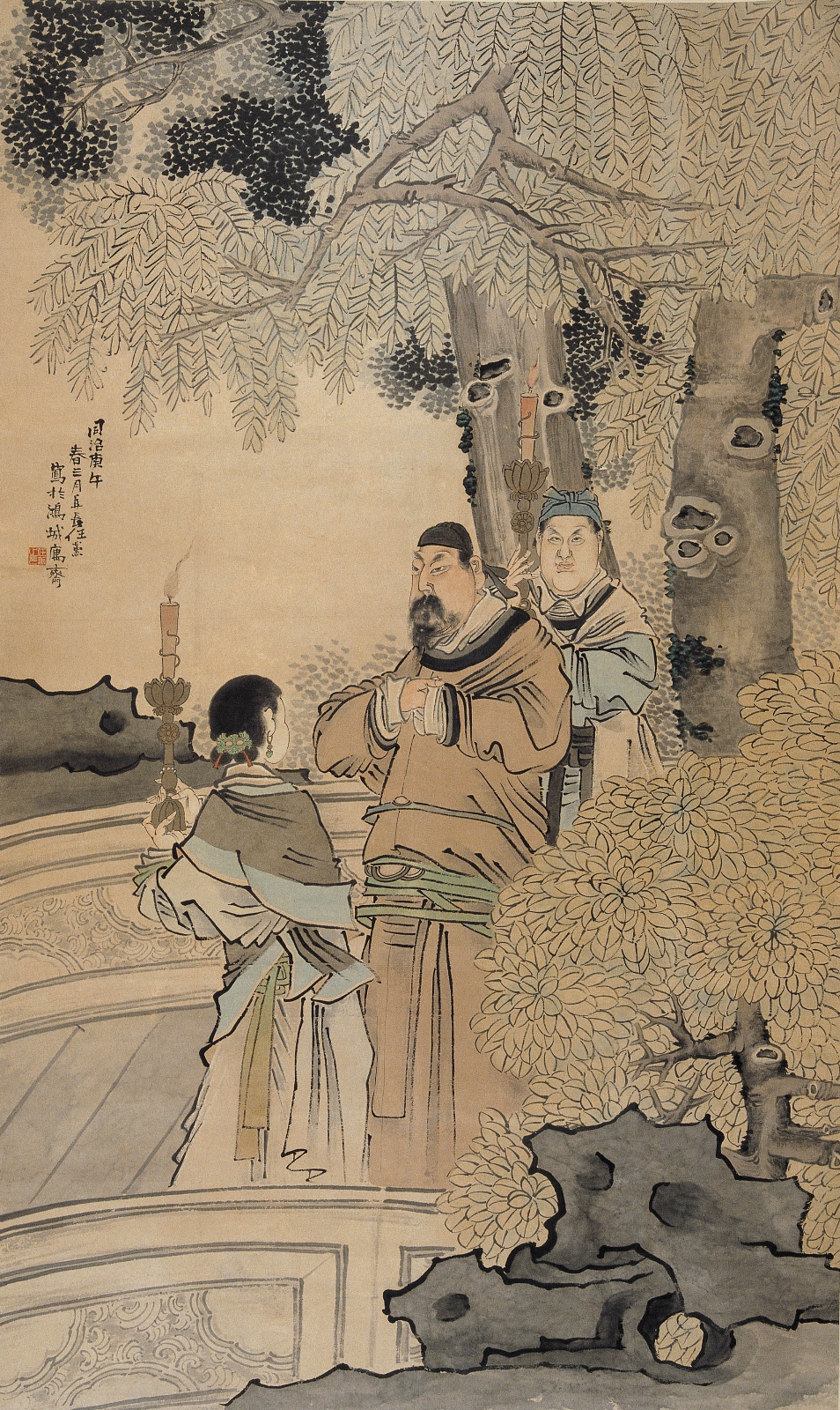 任薰《秉烛图》轴 1870 年 纸本设色 204 x 121 cm