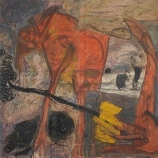 Yuan Yunsheng, Lonely, 1996, Oil wax, gouache, e gg, tempera and ink on hemp, 240 x 240 cm