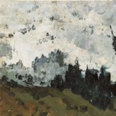 雪山下 32×23.5cm 纸板油画 1961年