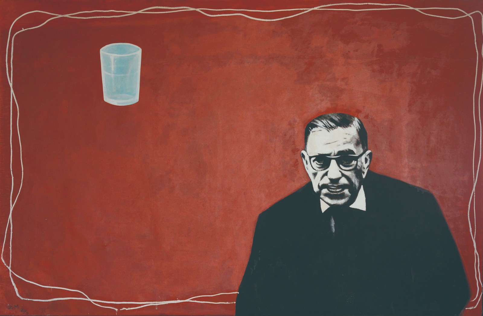 Zhong Ming, He is himself-Sartre, Oil on canvas, 110×170×3cm 1980 Courtesy of Museum of Guan Yi Contemporary Art Archive.jpg