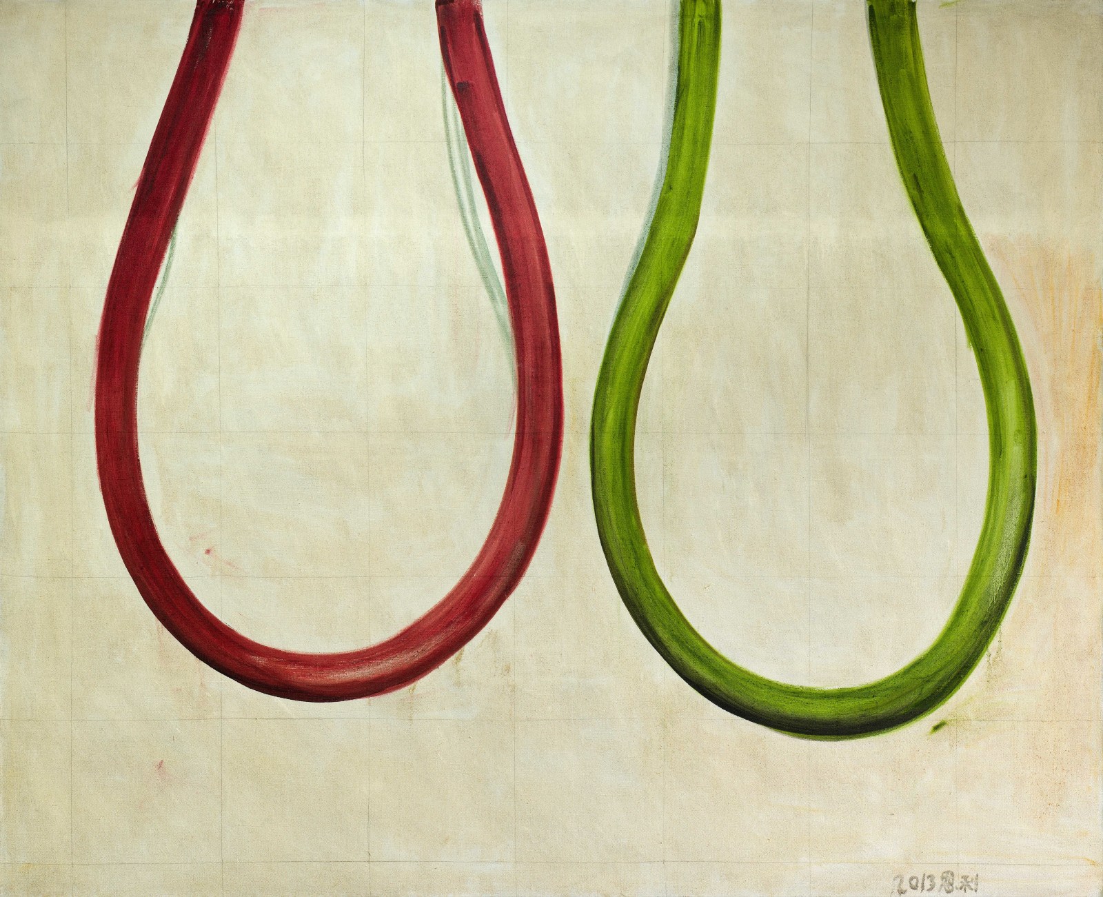 Zhang Enli, Red Pipe & Green Pipe, 2013, Oil on Canvas, 250 x 300 cm. Courtesy of the artist..jpg