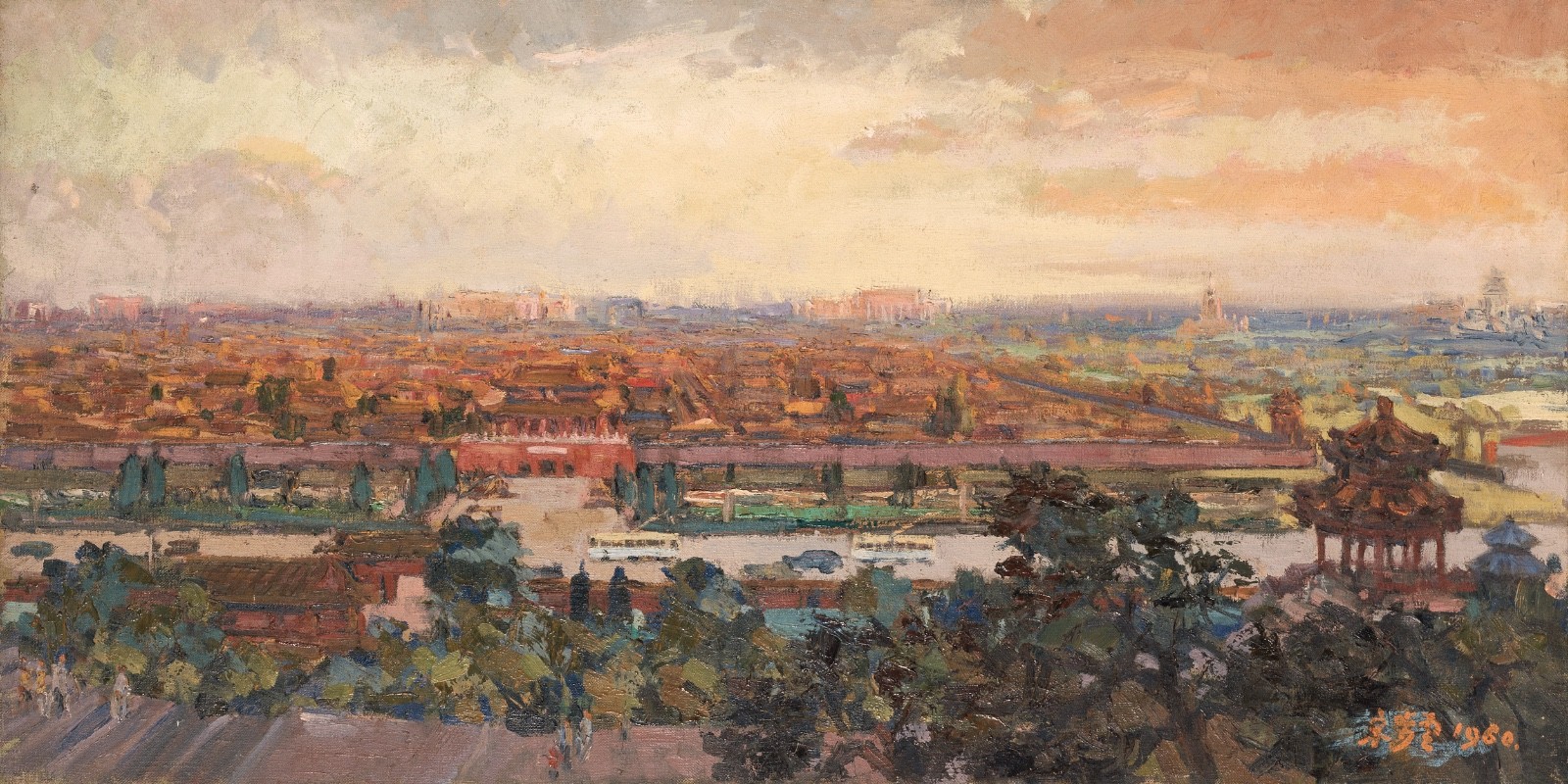 16 Song Buyun, “Overlooking the Forbidden City”, oil on canvas, 49.8×100.5cm, 1960, Collection of National Art Museum of China.jpg