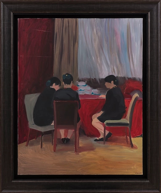 Wu Yi, Receptionists, Oil on canvas, 100x80cm, Frame size 122x102cm, 2006.jpg