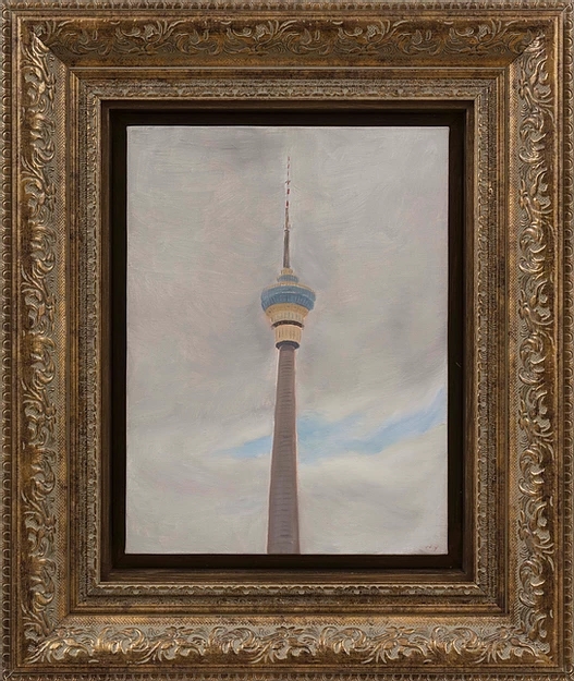 Wu Yi, CCTV Tower, Oil on canvas, 40x30cm, Frame size 64x54cm, 2008.jpg