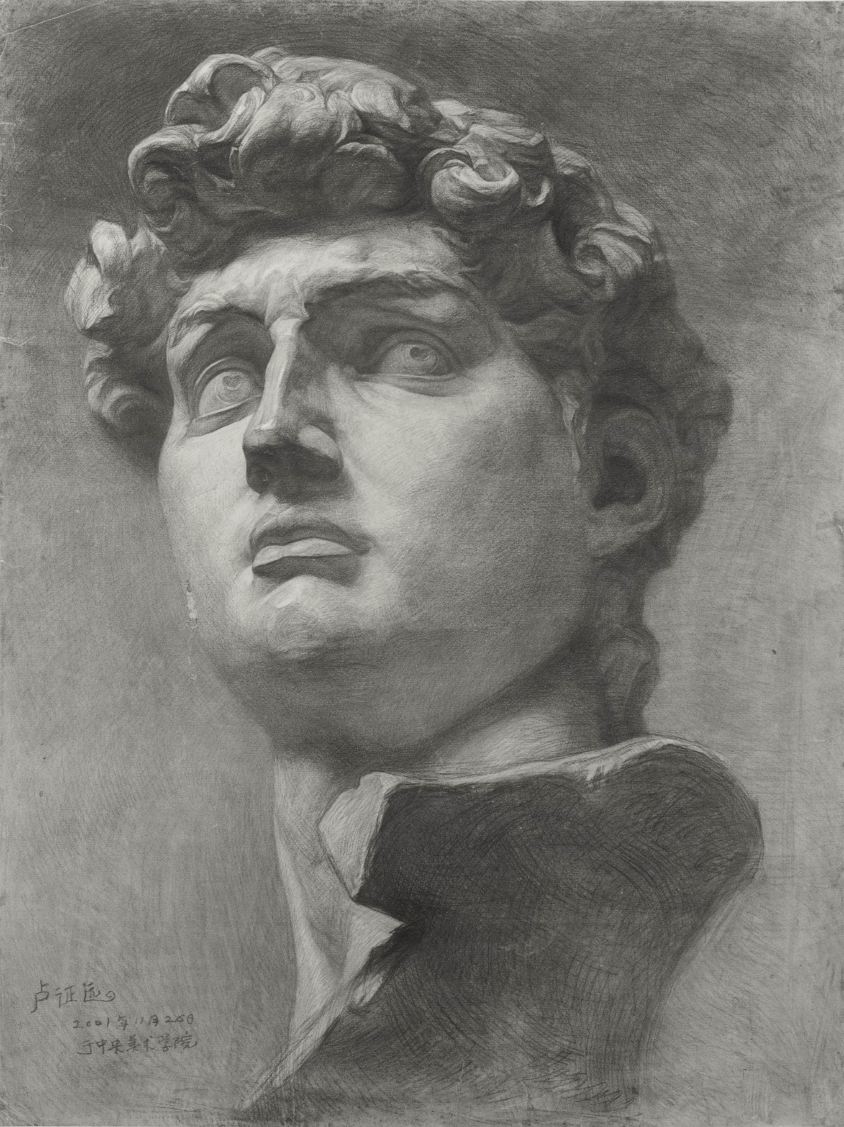 31 Lu Zhengyuan, “The Plaster of David”, 110×70cm, Pencil on paper, 2001, Instructor Yuan Yuan.jpg