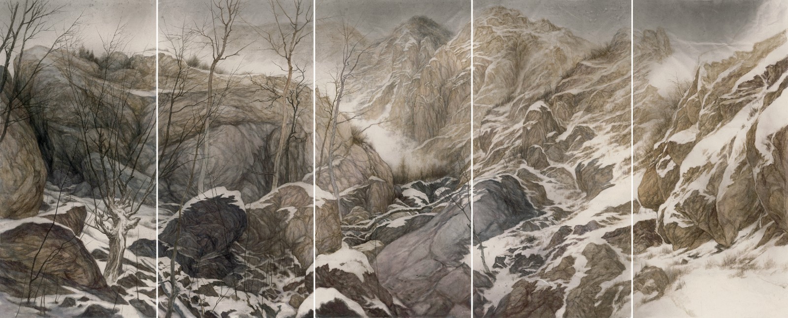 6 党震 冬山 纸本水墨设色 240cm×600cm 2021.jpg