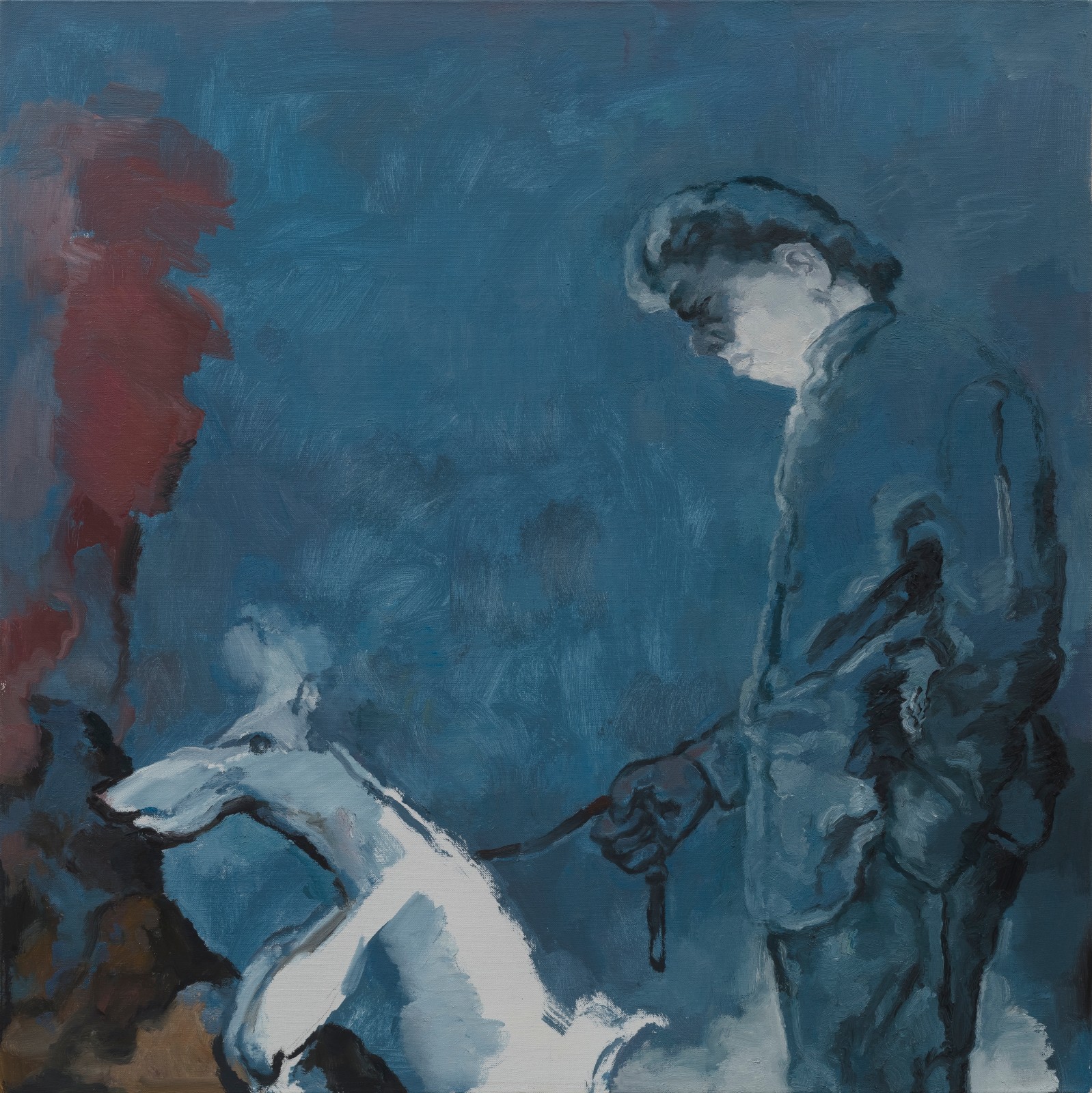 图14苏新平《男人与狗2号》 Man and Dog No.2布面油画100×100cm 2021.JPG