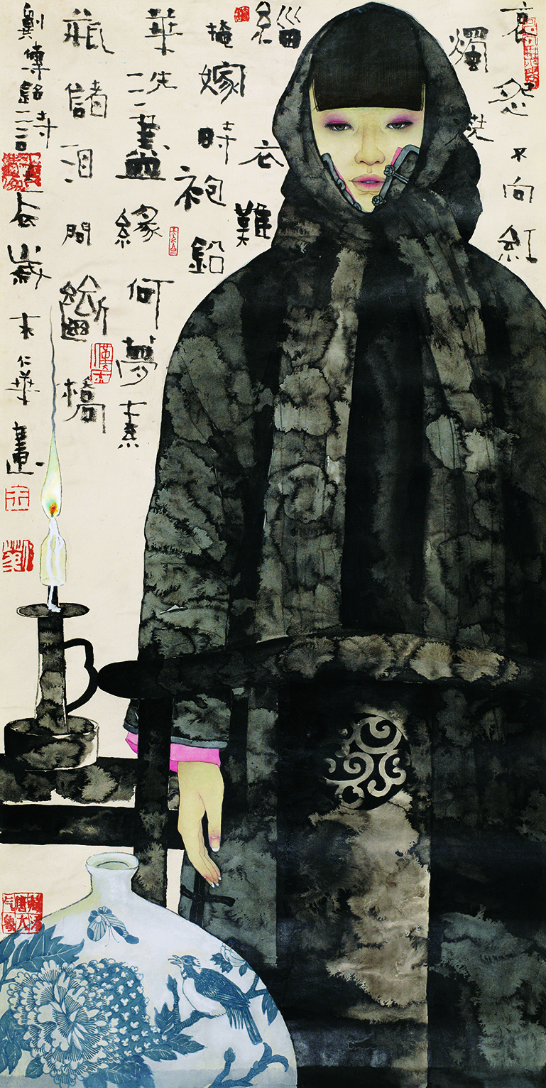 哀怨不向红烛烧-131.6×66cm-纸本水墨-2012年.jpg