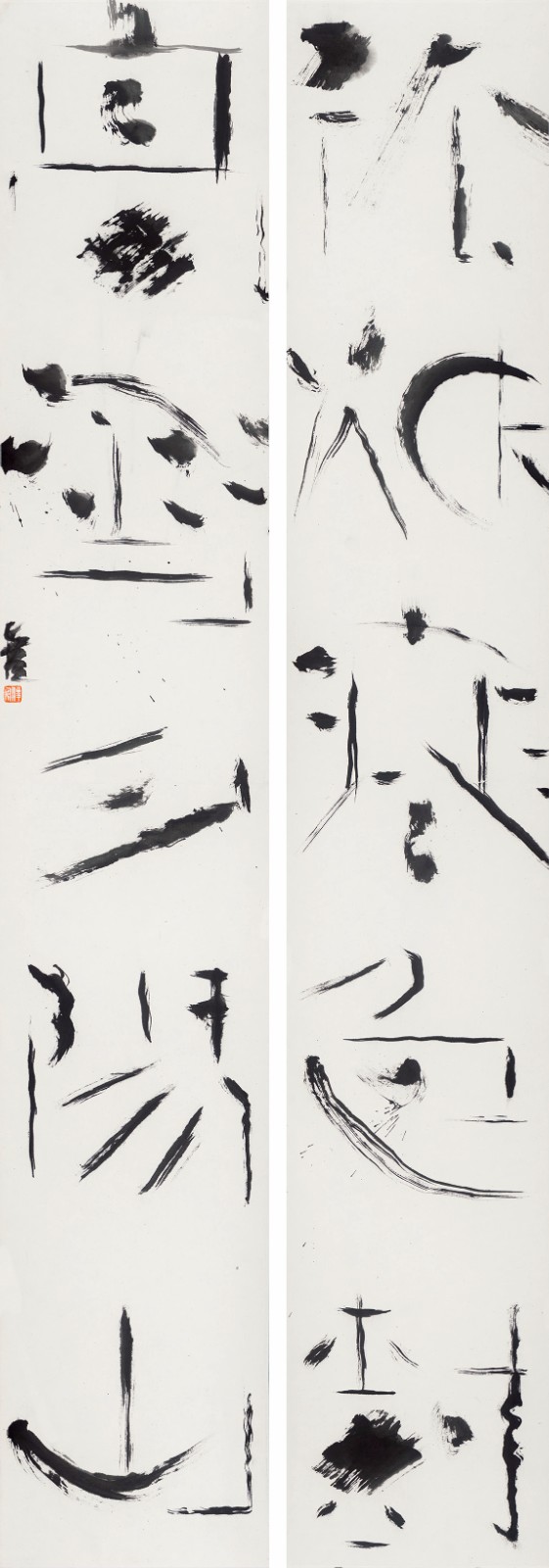 卢俊舟，孤烟高雪，139×23cm×2，纸本水墨，2023.jpg