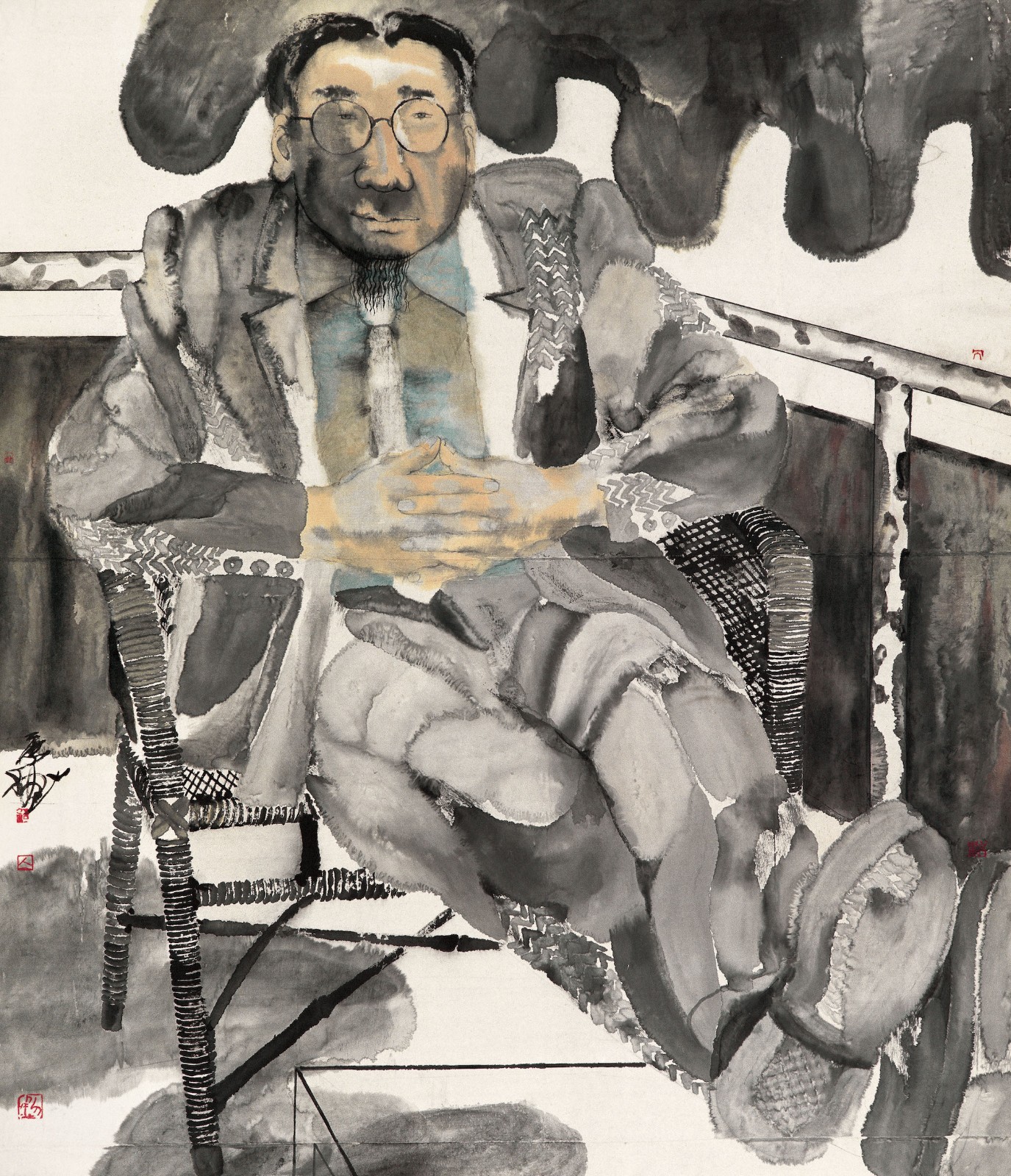 Mr. Wang, Ink and wash on paper, 140 ×120 cm, 1994.jpg