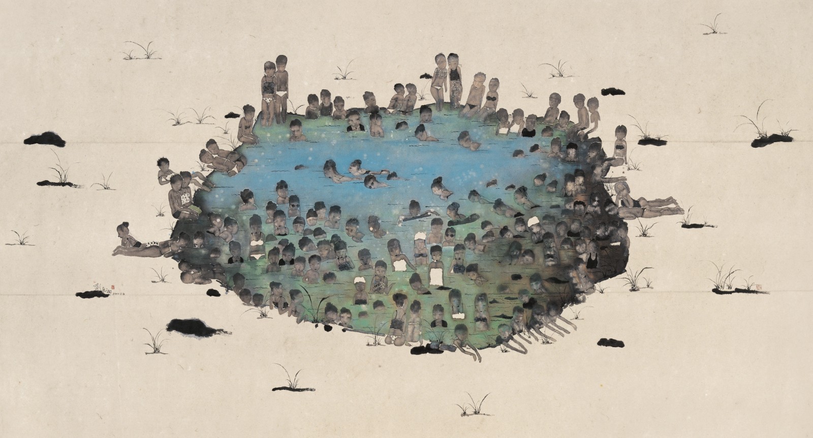 《有鱼》，纸本水墨，270  × 500 cm，2006.jpg