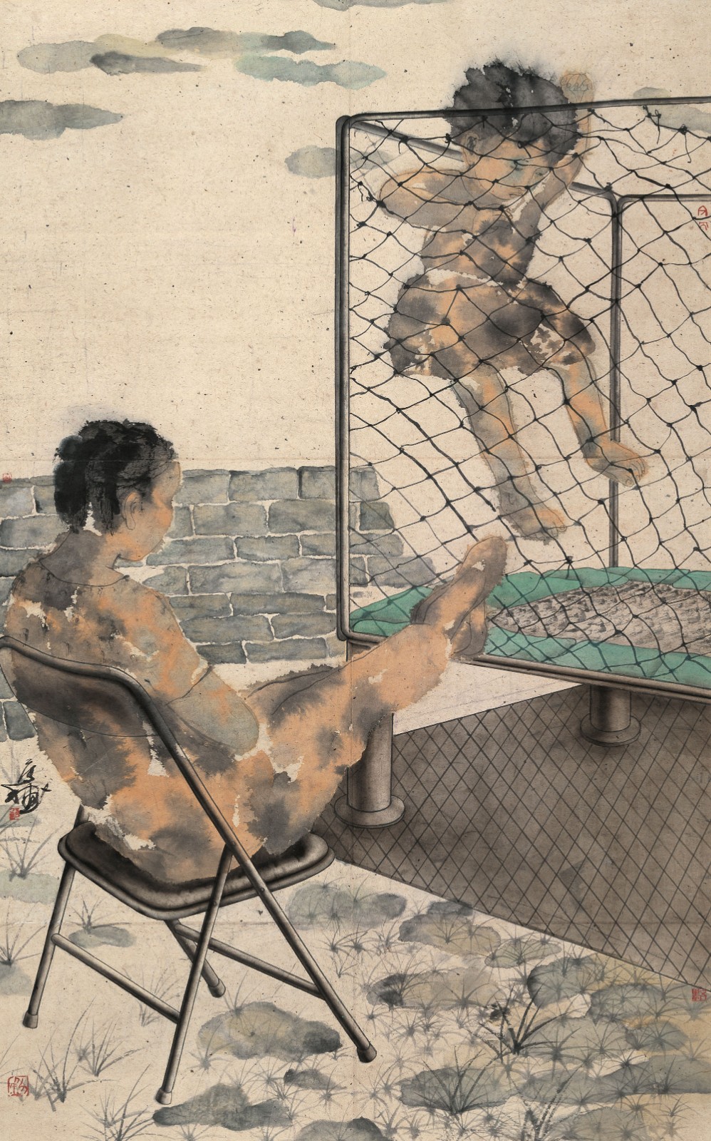 《游戏》，纸本水墨，160 × 100 cm，1993.jpg