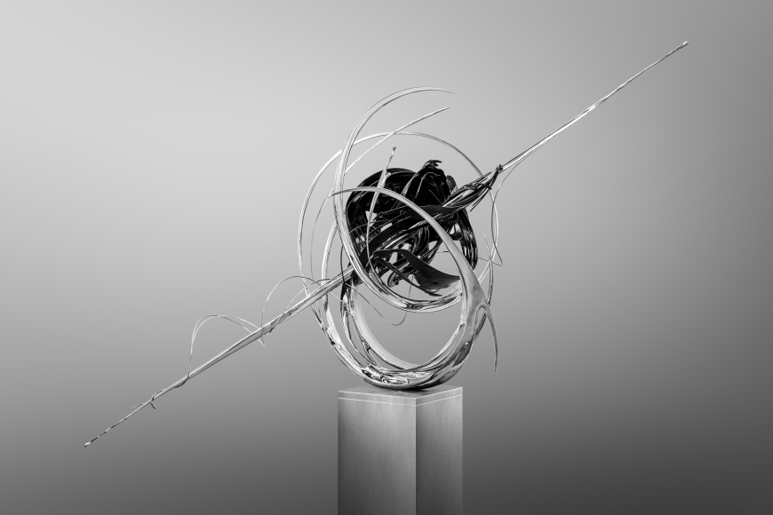 Andromeda Dark Matter, 2024, stainless steel, lacquer, 250.2 x 80 x 220 cm.png