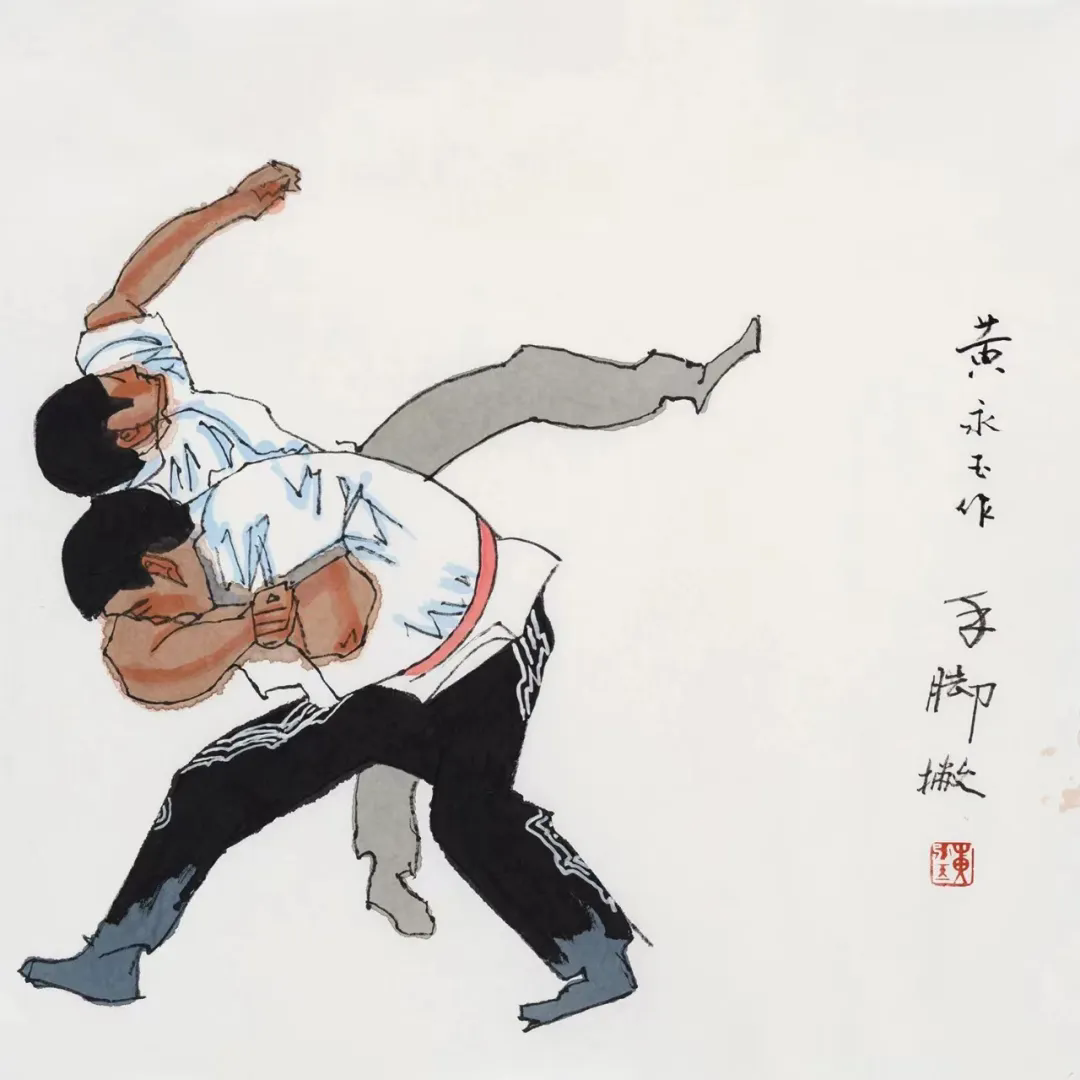 22 Wrestling by Flinging Hands and Feet, 69×69cm, 2017.png