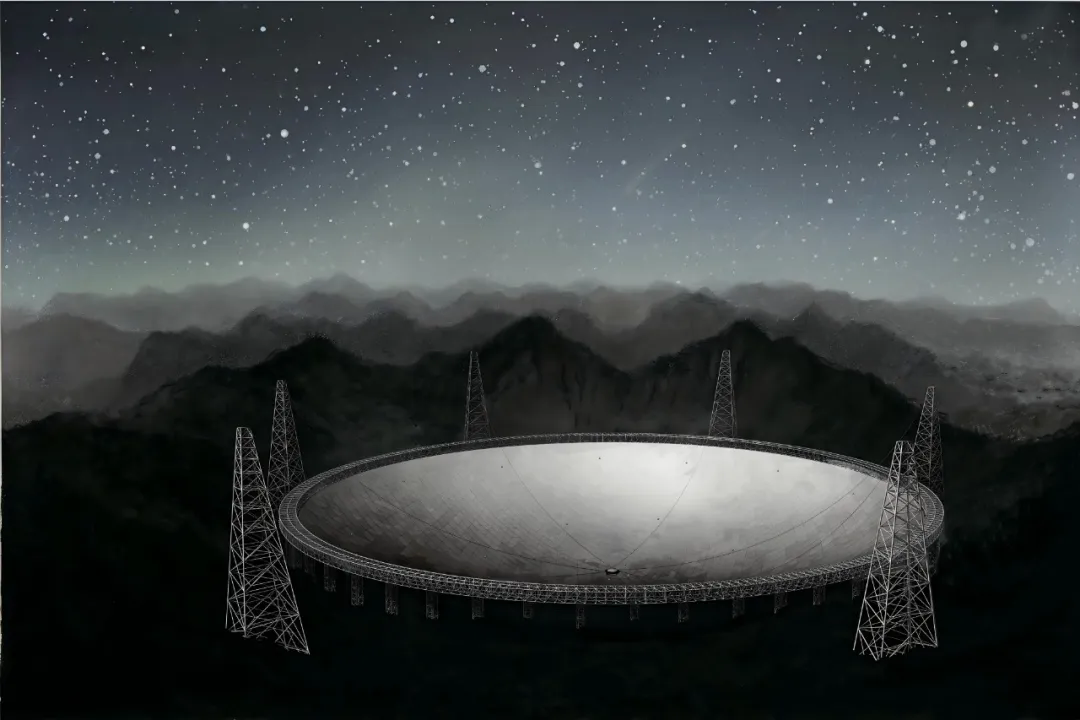 Zhou Jirong, China’s Eye in the Sky—Guizhou Pingtang Radio Telescope, 2019, 80cm×100cm, Silkscreen printing, Collection of CAFA Art Museum.png