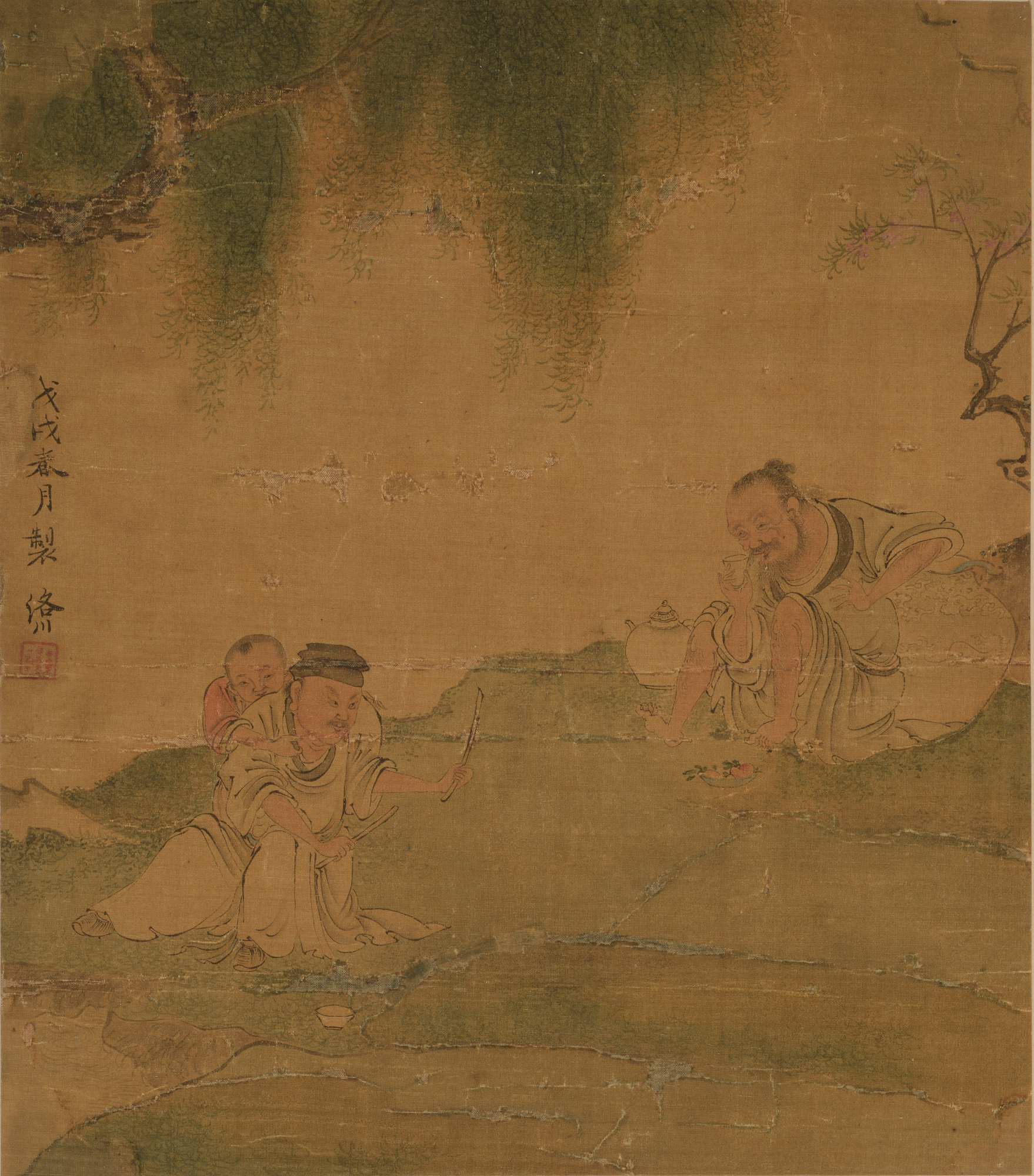 12 Zhan Gong, Yao Min Ji Rang (A traditional game, album, detail), Ink and color on paper, Qing Dynasty, Collection of CAFA Art Museum.png