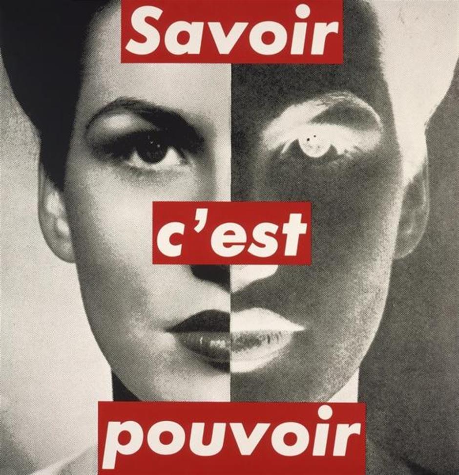 Barbara Kruger, Untitled, (Savoir c'est pouvoir, Knowledge is Power), 1989, colour silkscreen print on paper, purchase, 1989, Collection Centre national des arts plastiques.jpg