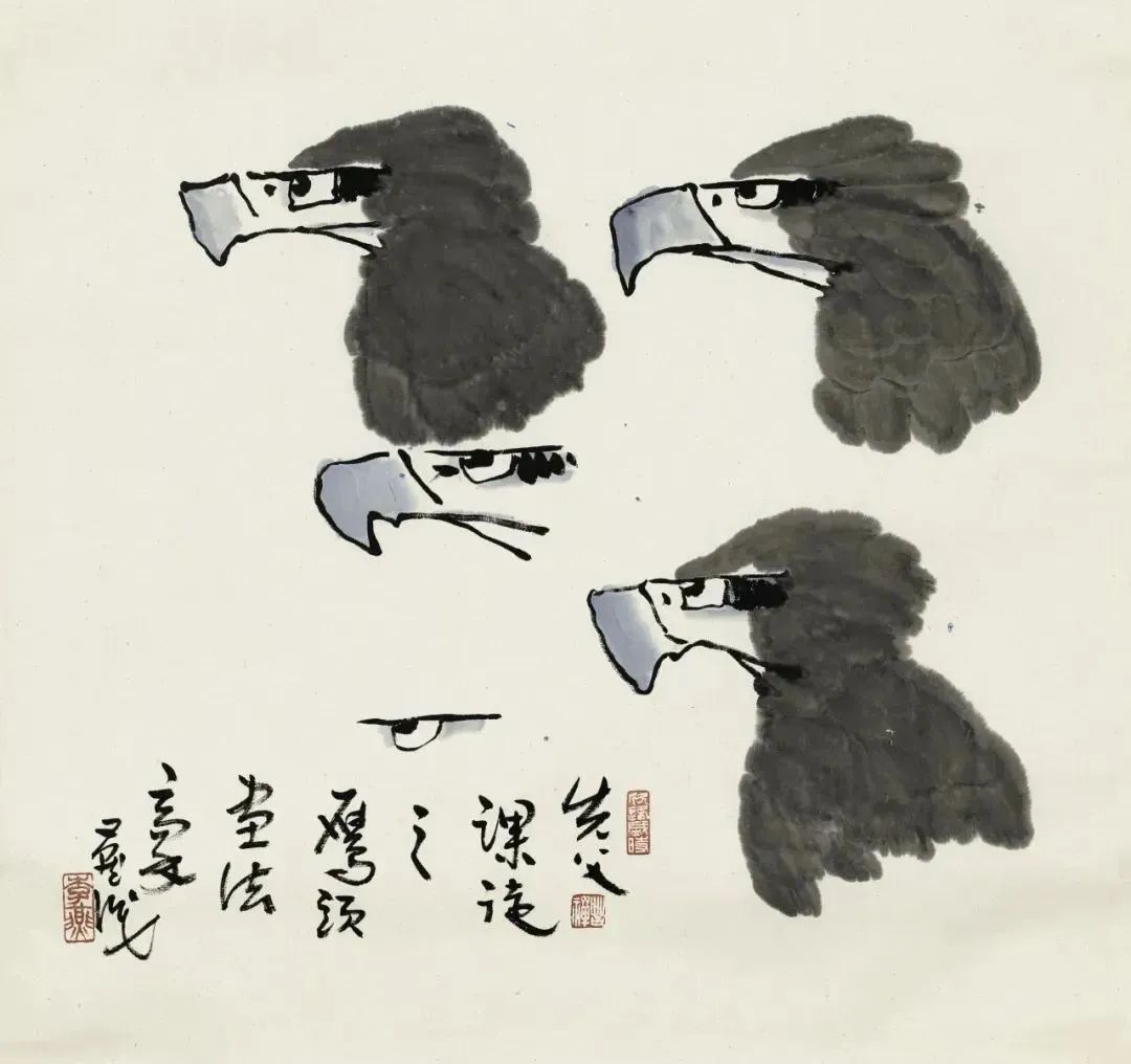 Li Kuchan, Eagle Head Painting, Ink and color on paper, 60.5cm×64cm, 1980, Collection of Li Kuchan Family.jpg