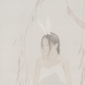 70 Xu Hualing, Holding a Willow branch, color and ink on silk, 200 x 110 cm, 2014