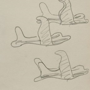 14 Zhu Zhengeng, A Sketch· An Aircraft That is Like a Swallow, pencil on paper, 18.5 × 14 cm, 2007