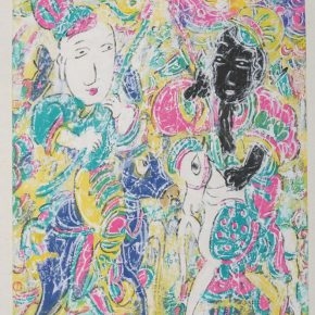 31 Zhu Zhengeng, Opera Characters with Heavy Color No.2, heavy color on paper, 138 x 34 cm, 2006